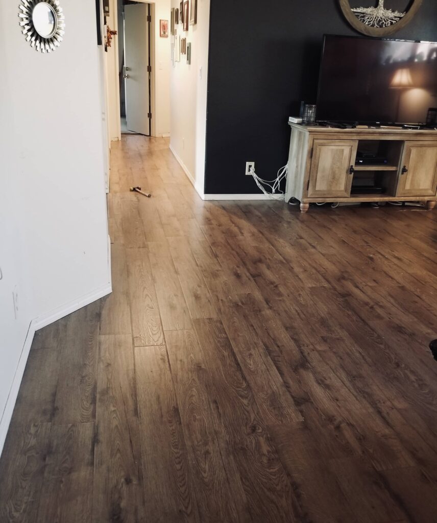 newly installed laminate in the living room and hallway