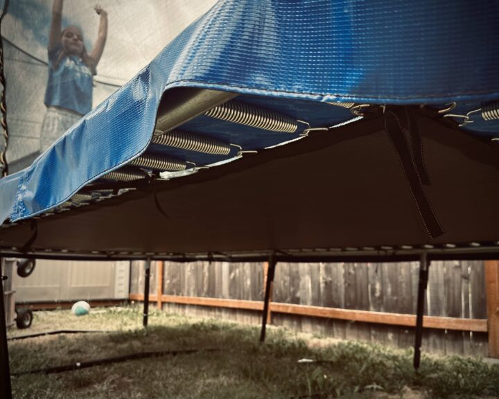 View from below a trampoline—photo taken and copyrighted by Sue Evergreen.
